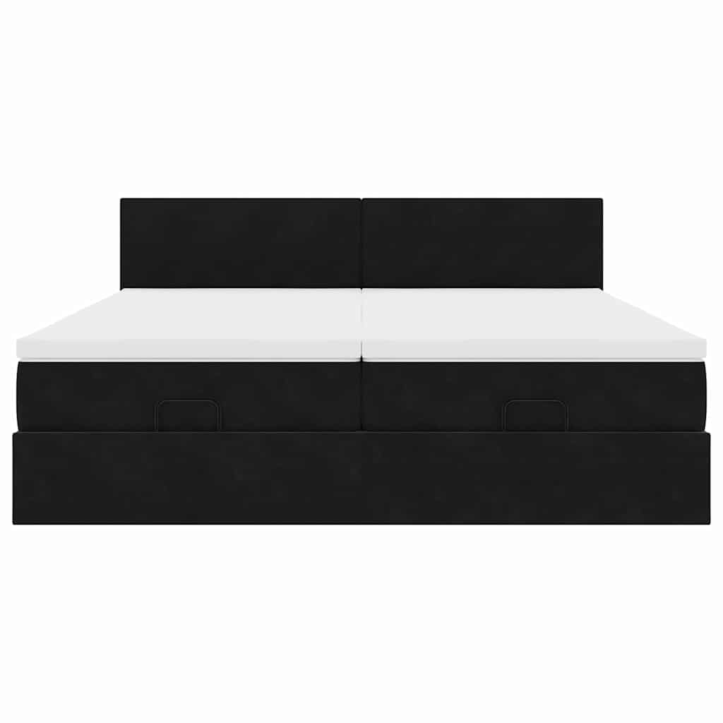 Estrutura de cama otomana com colchões 180x200cm veludo preto