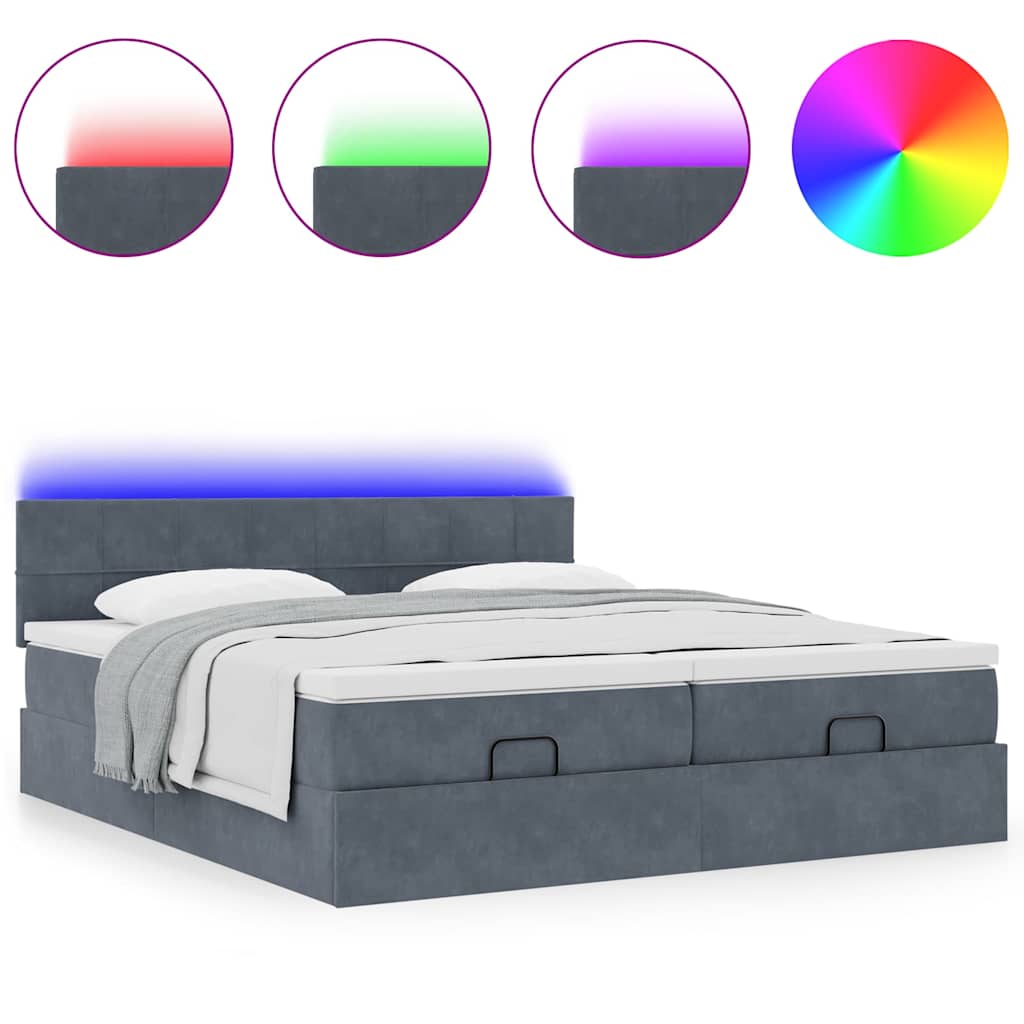 Estrutura cama otomana colchões 160x200 cm cinzento escuro