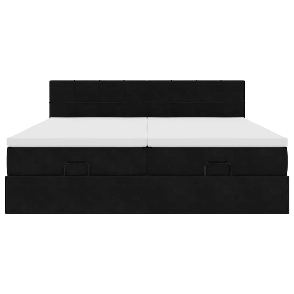 Estrutura de cama otomana com colchões 180x200cm veludo preto