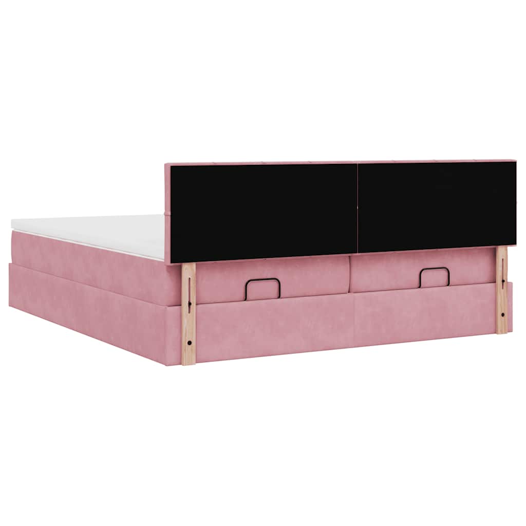 Estrutura de cama otomana com colchões 180x200 cm veludo rosa
