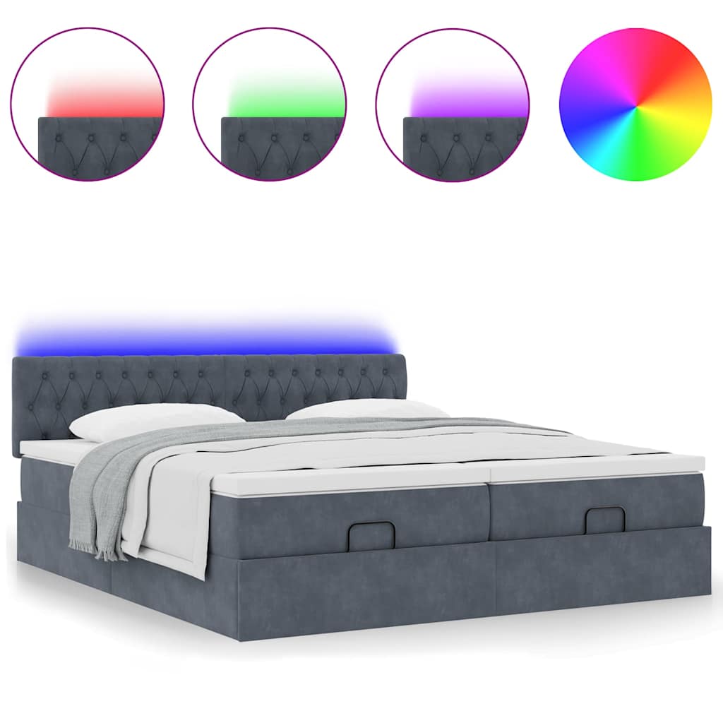 Estrutura cama otomana colchões 160x200 cm cinzento escuro