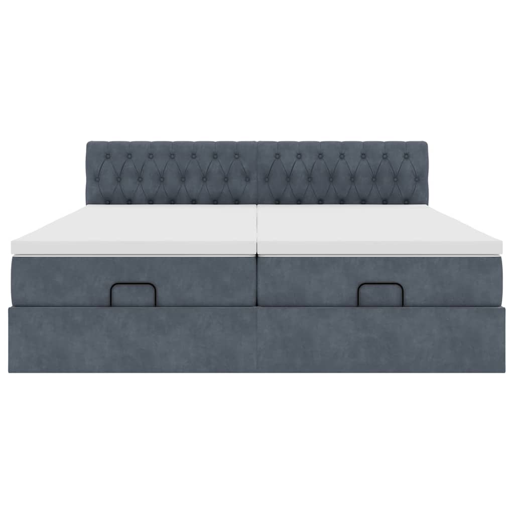 Estrutura cama otomana colchões 160x200 cm cinzento escuro