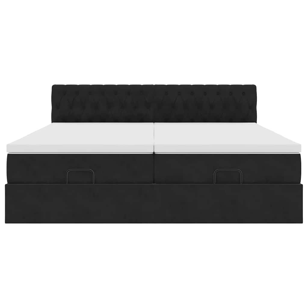Estrutura de cama otomana com colchões 180x200cm veludo preto