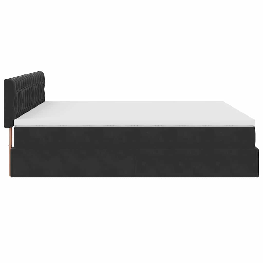 Estrutura de cama otomana com colchões 180x200cm veludo preto