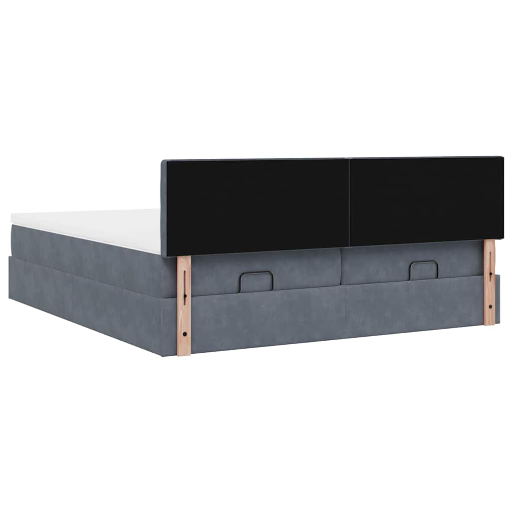 Estrutura cama otomana colchões 160x200 cm cinzento escuro