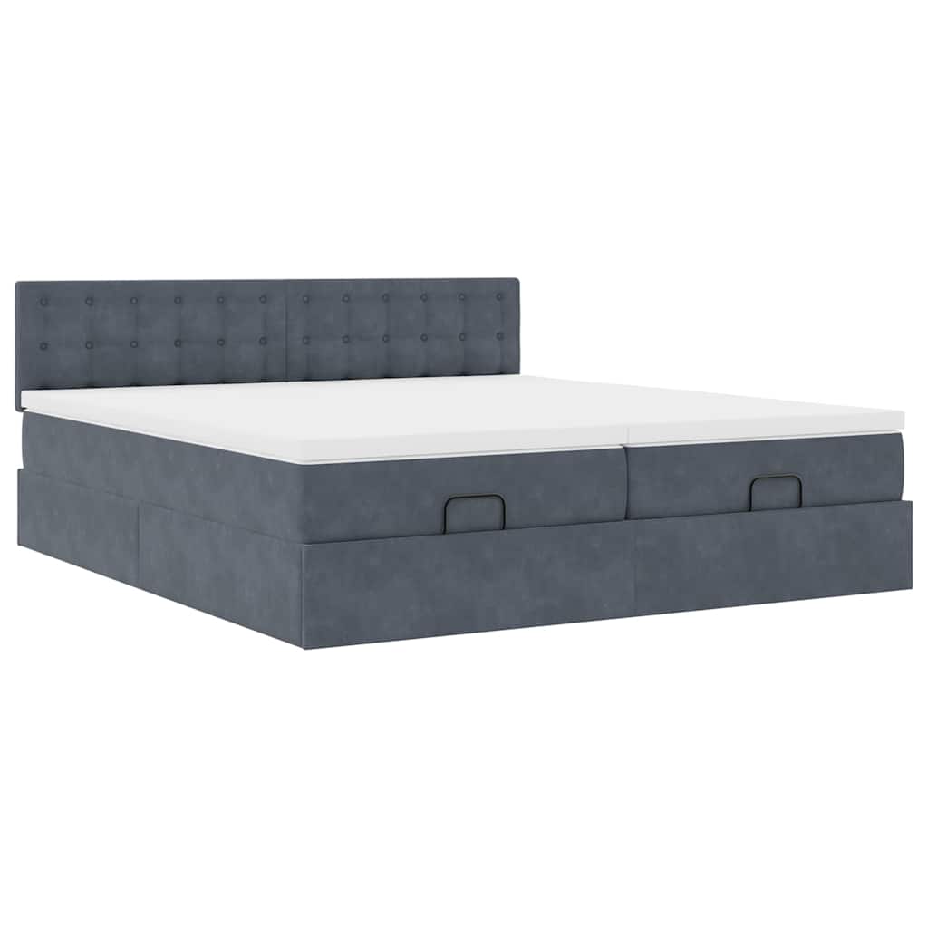 Estrutura cama otomana colchões 160x200 cm cinzento escuro