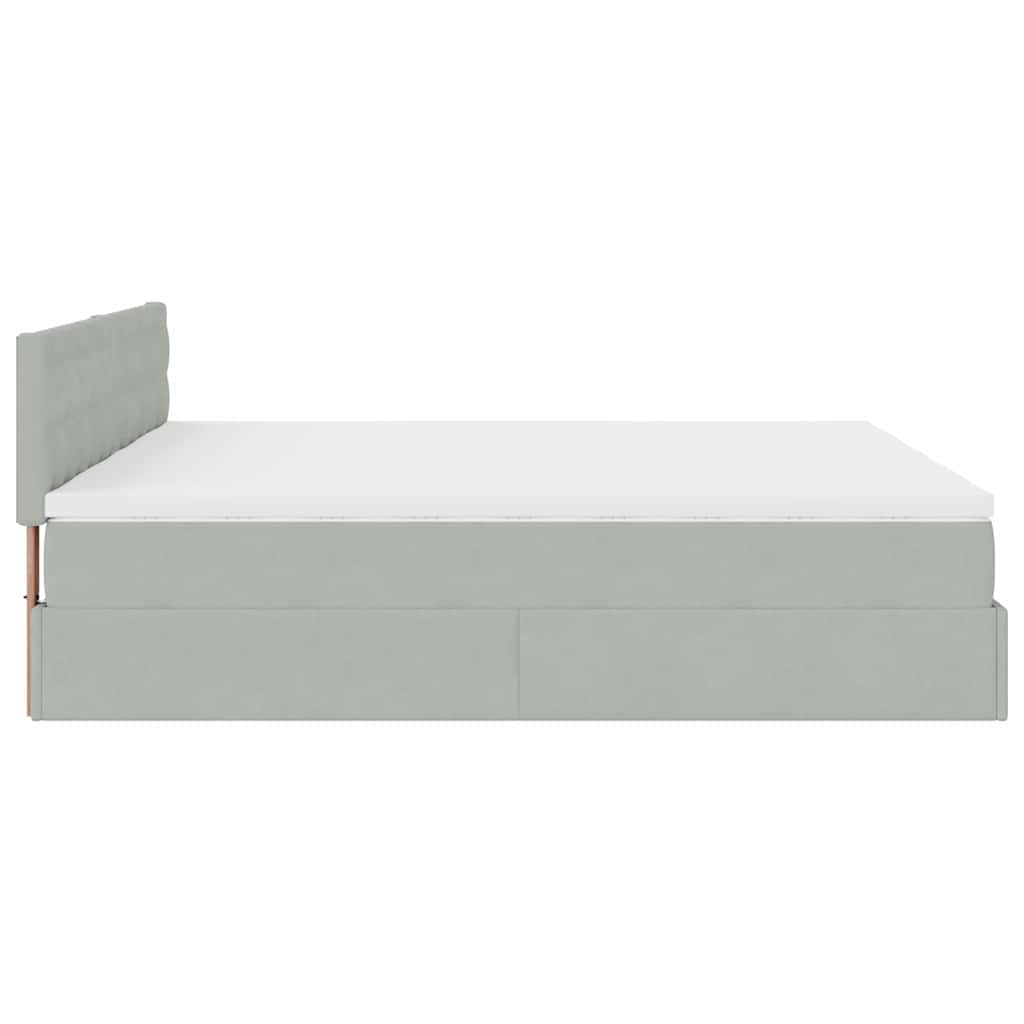 Estrutura cama otomana colchões 180x200cm veludo cinzento claro
