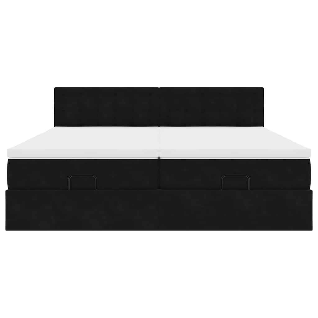 Estrutura de cama otomana com colchões 180x200cm veludo preto