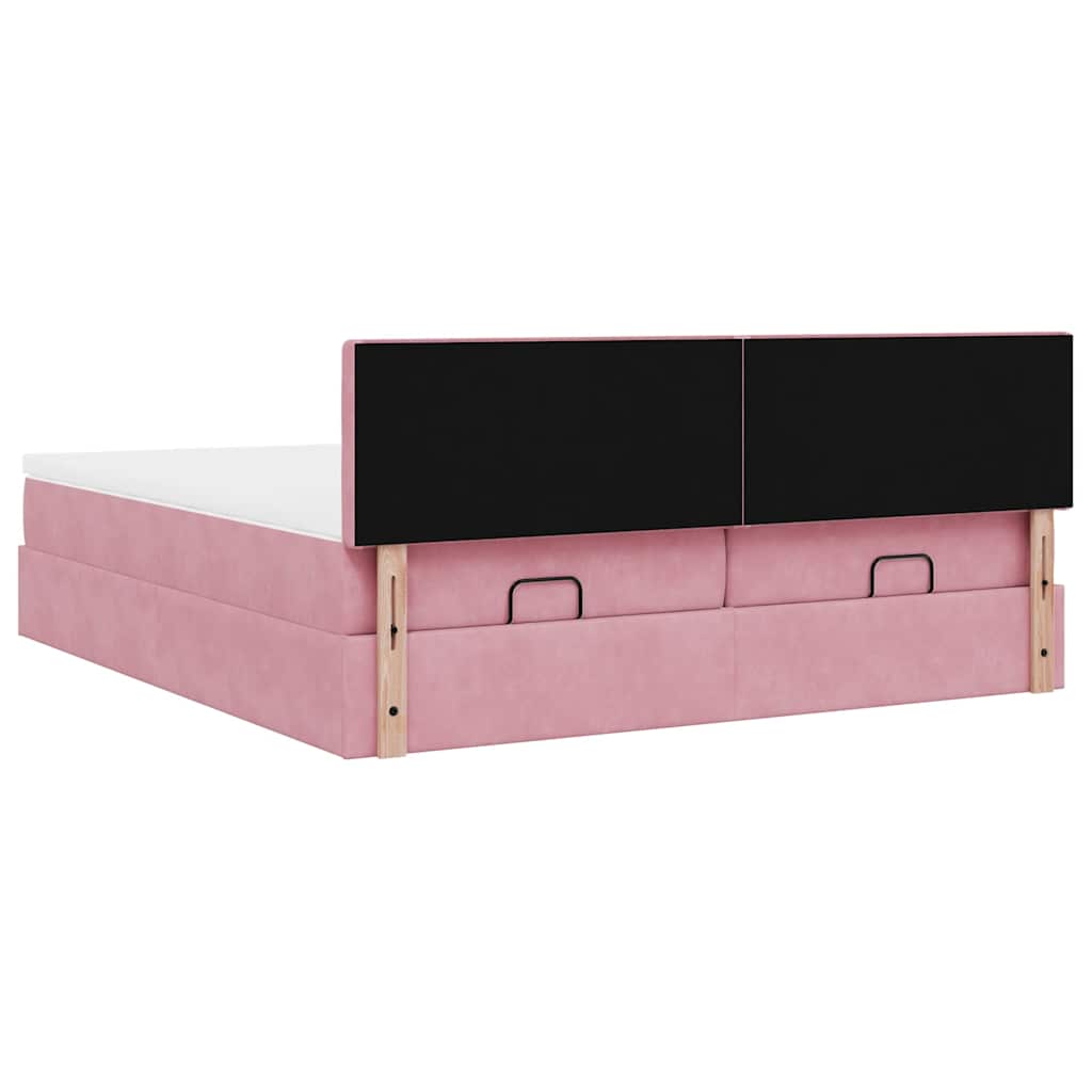 Estrutura de cama otomana com colchões 180x200 cm veludo rosa