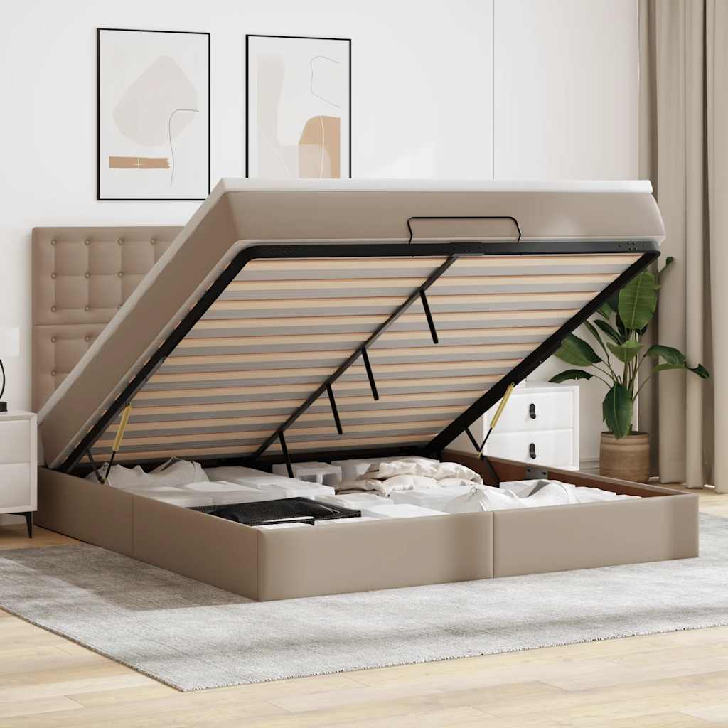 Estrutura de cama otomana com colchão cappucino 160x200 cm