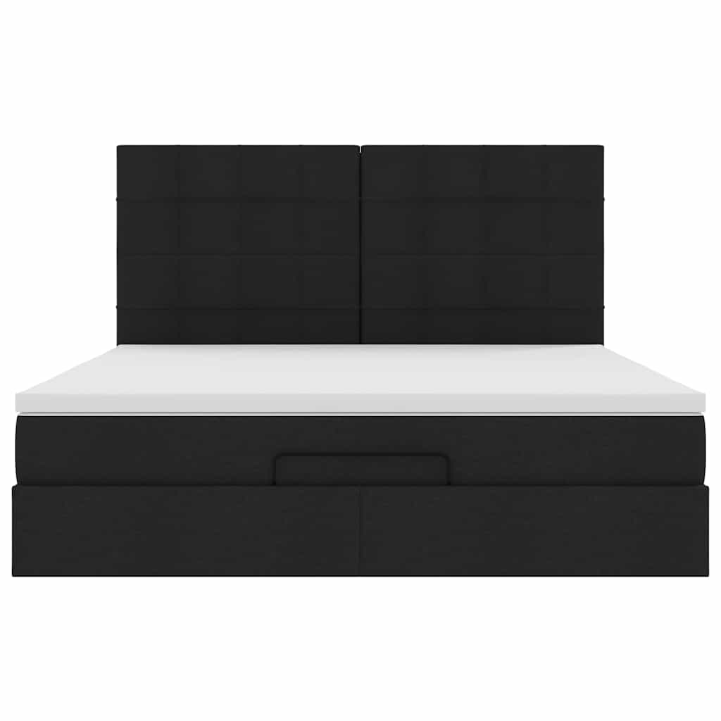 Estrutura de cama otomana com colchão 180x200 cm tecido preto