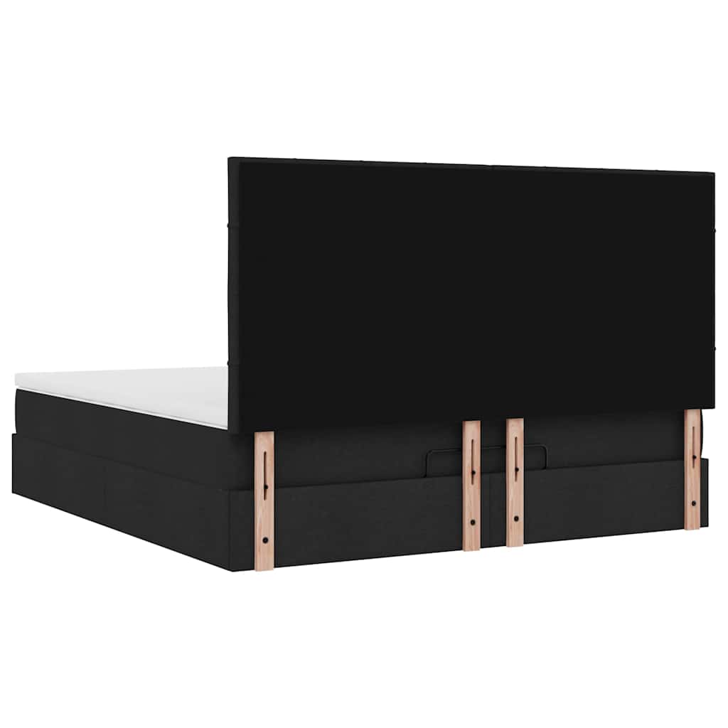 Estrutura de cama otomana com colchão 180x200 cm tecido preto