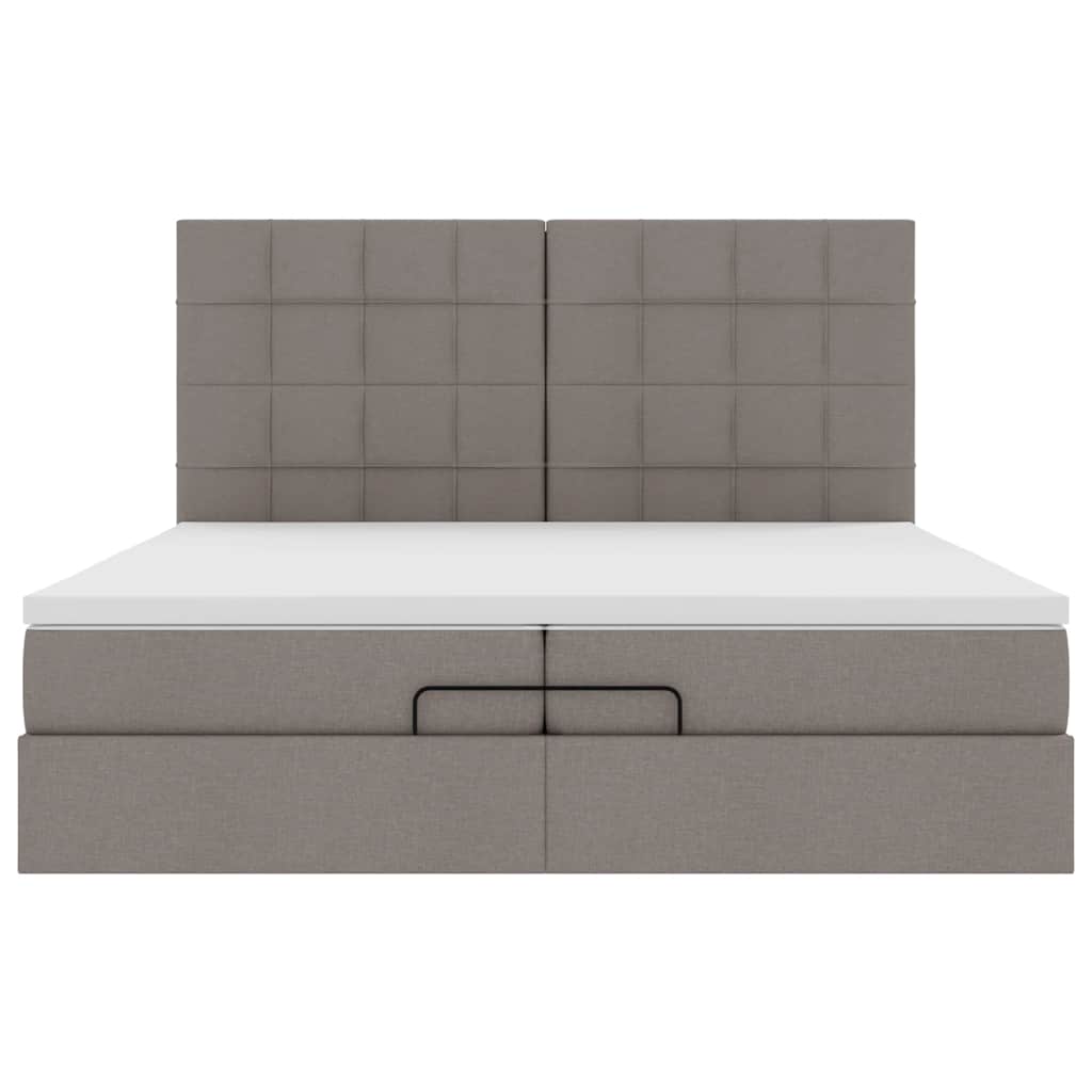 Estrutura cama otomana com colchões tecido cinzento 200x200cm