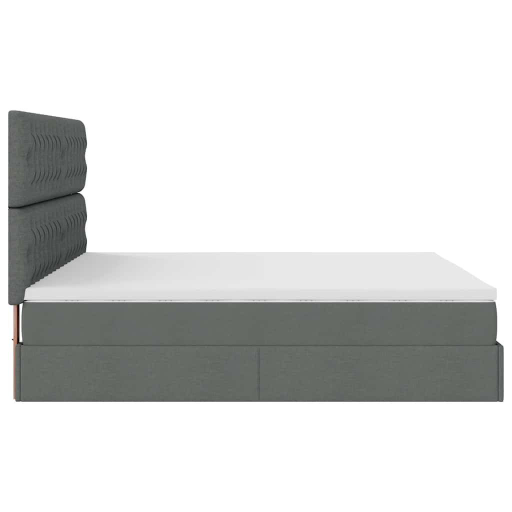 Estrutura de cama otomana com colchão tecido cinzento escuro