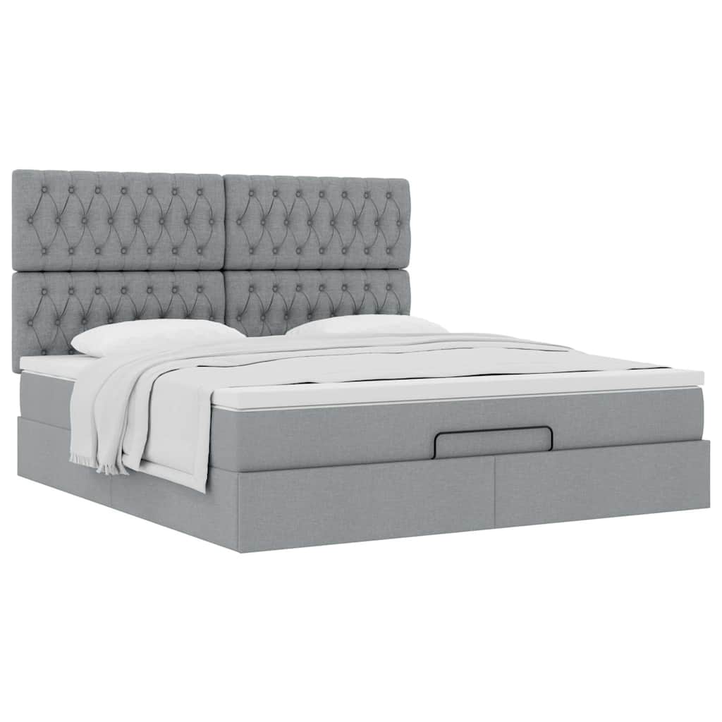 Estrutura de cama otomana com colchão 180x200 cm cinzento claro