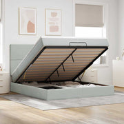 Estrutura cama otomana colchões 200x200cm veludo cinzento claro