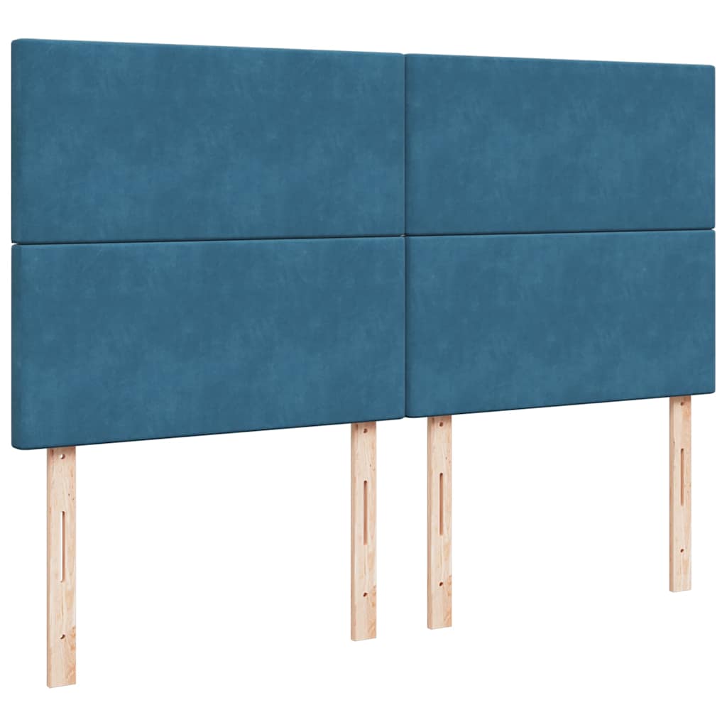 Estrutura de cama otomana com colchão azul escuro Veludo