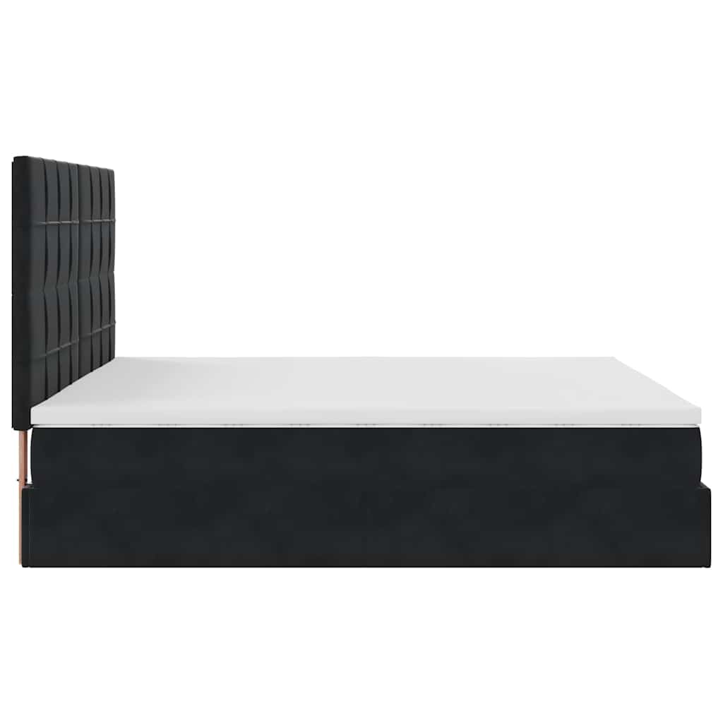 Estrutura de cama otomana com colchões 180x200cm veludo preto
