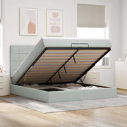 Estrutura cama otomana colchões 200x200cm veludo cinzento claro