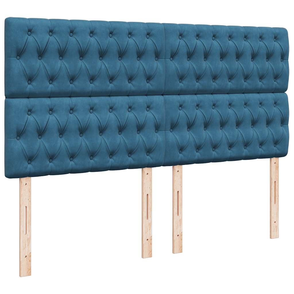 Estrutura de cama otomana com colchão azul escuro Veludo