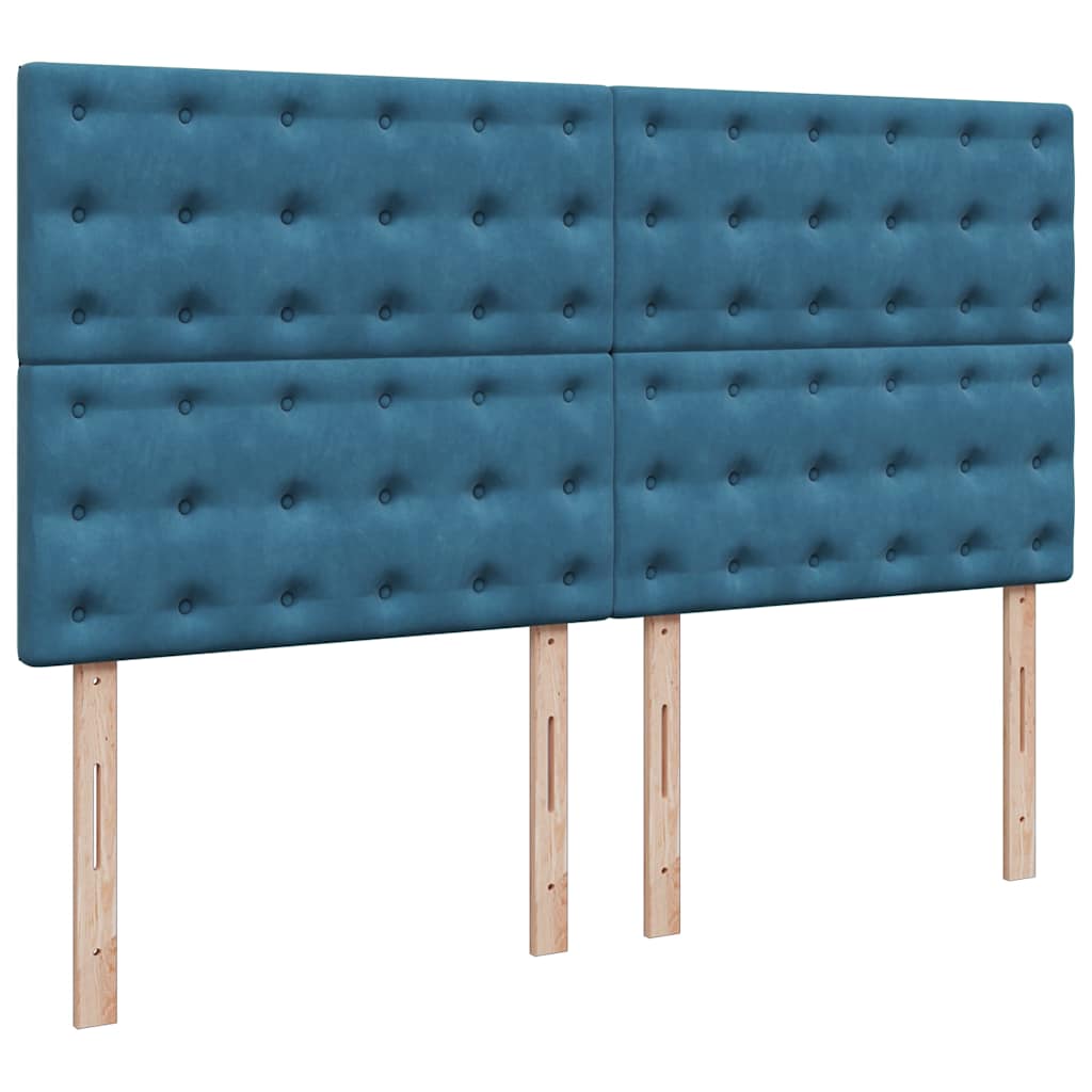 Estrutura de cama otomana com colchão azul escuro Veludo