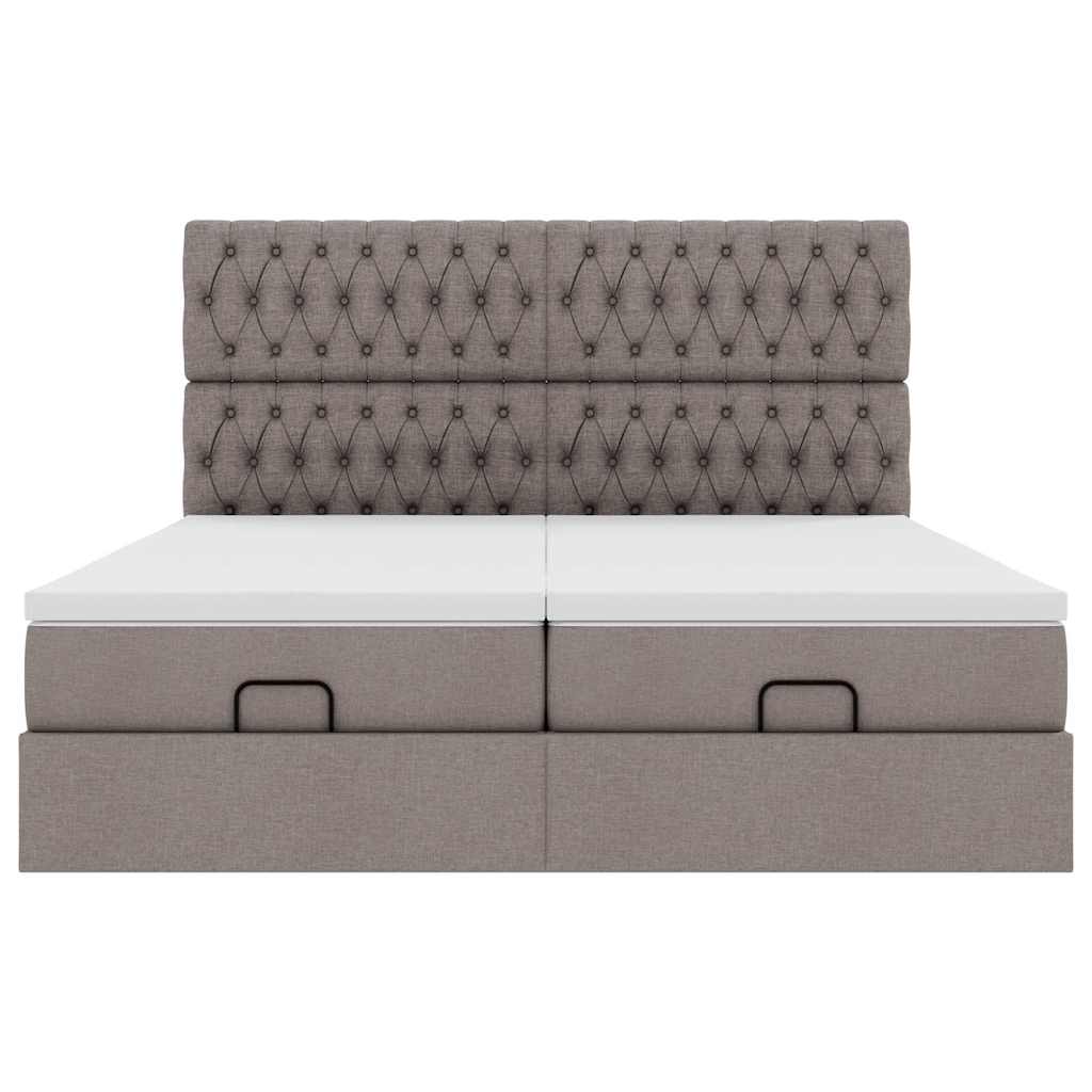 Estrutura cama otomana com colchões tecido cinzento 200x200cm