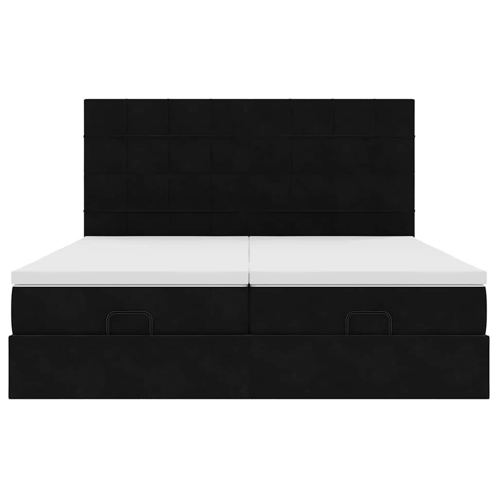 Estrutura de cama otomana com colchões 160x200 cm veludo preto