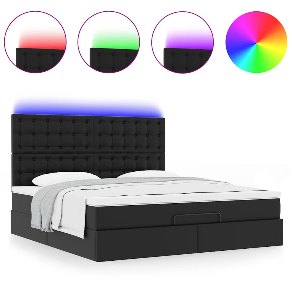 Estrutura de cama otomana com colchão 160x200 cm preta