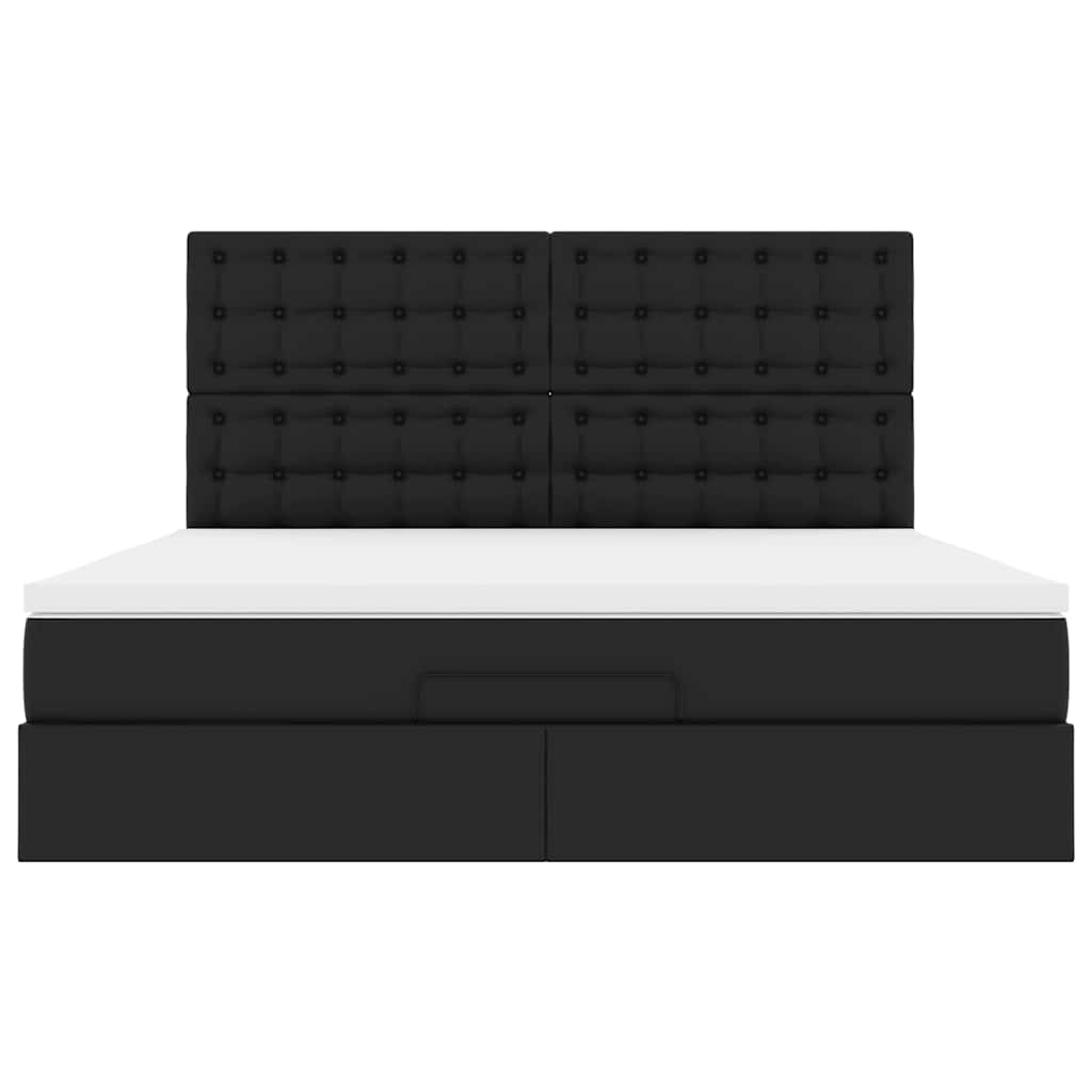 Estrutura de cama otomana com colchão 160x200 cm preta