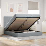 Estrutura cama otomana colchão 160x200 cm tecido cinzento claro