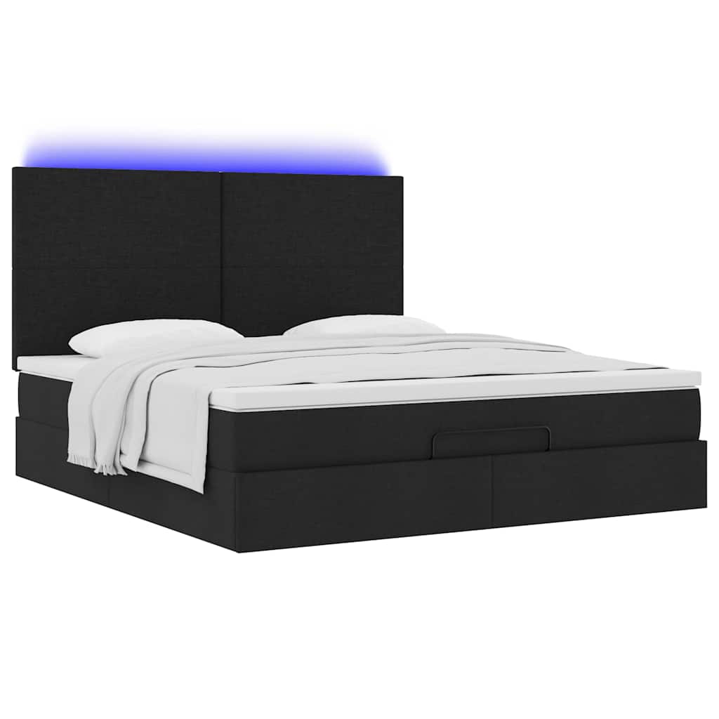 Estrutura de cama otomana com colchão 180x200 cm tecido preto
