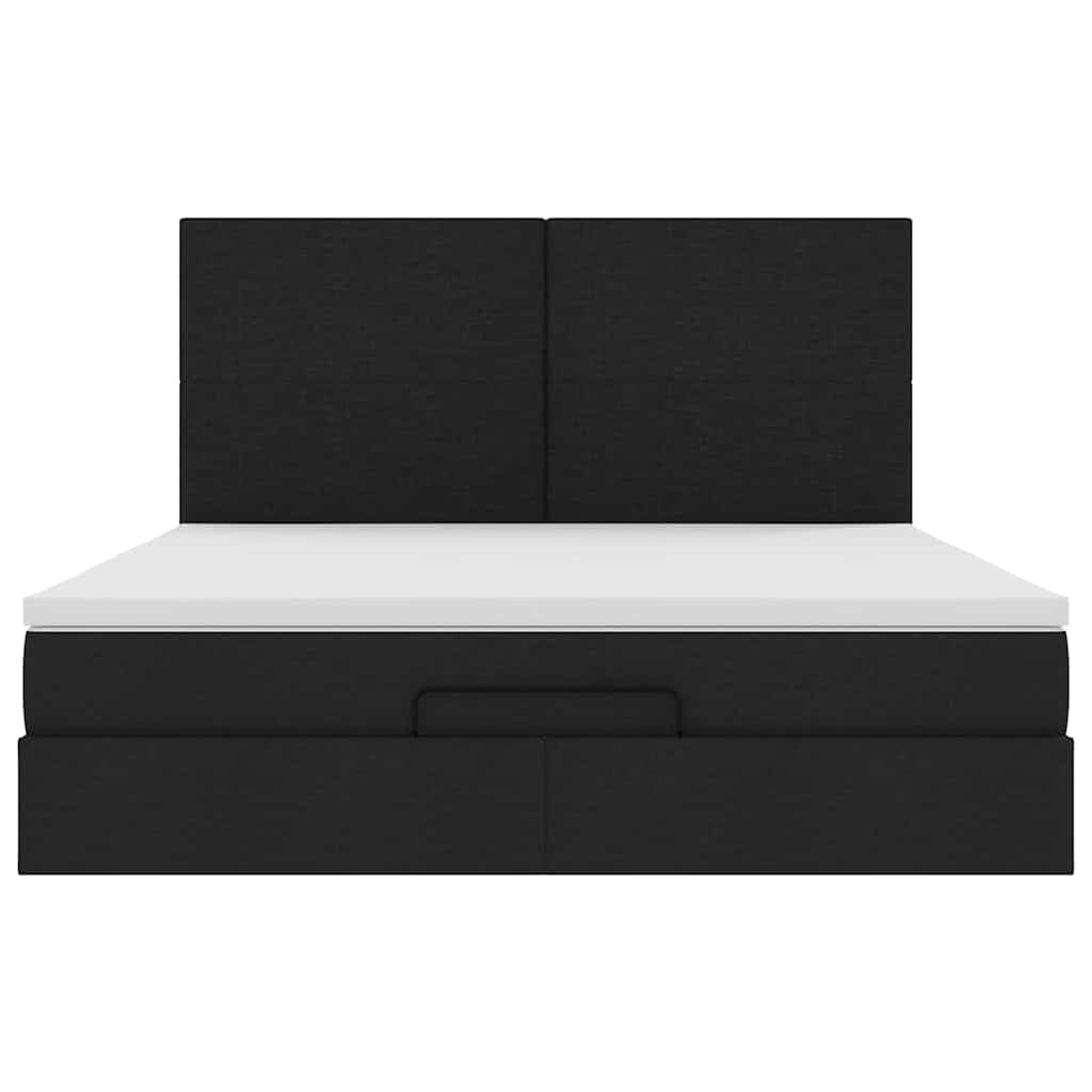 Estrutura de cama otomana com colchão 180x200 cm tecido preto