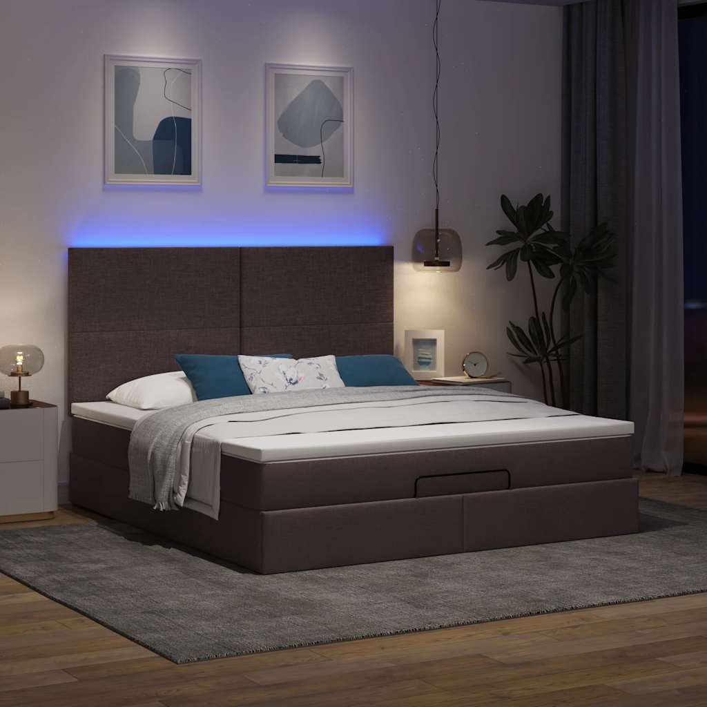 Estrutura de cama otomana com colchão 180x200cm castanho escuro