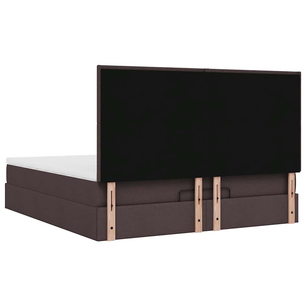 Estrutura de cama otomana com colchão 180x200cm castanho escuro