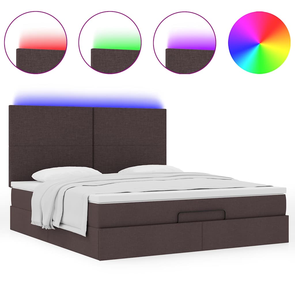 Estrutura de cama otomana com colchão 180x200cm castanho escuro