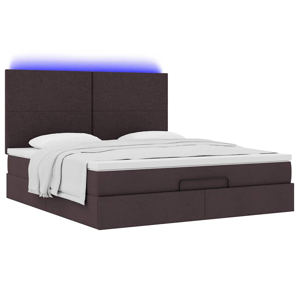 Estrutura de cama otomana com colchão 180x200cm castanho escuro