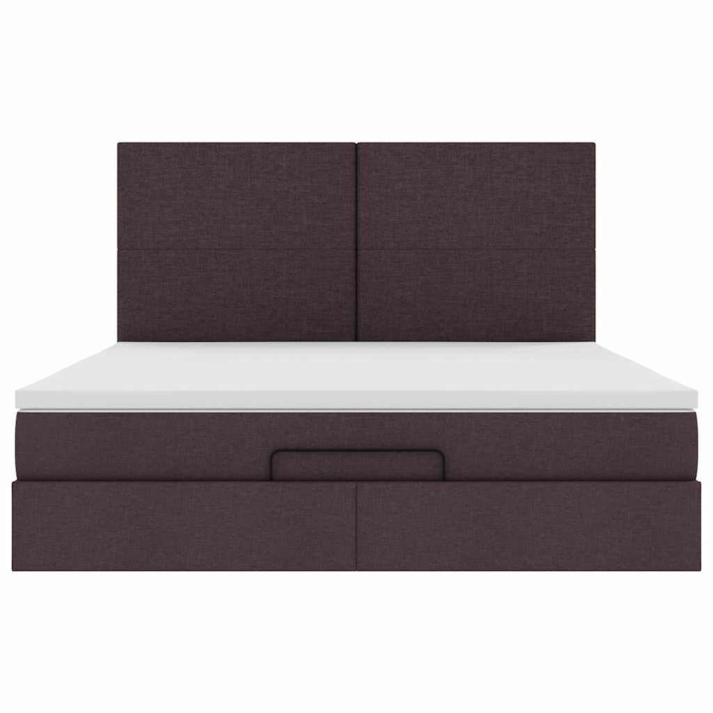 Estrutura de cama otomana com colchão 180x200cm castanho escuro