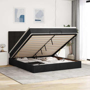 Estrutura de cama otomana com colchão 160x200 cm tecido preto