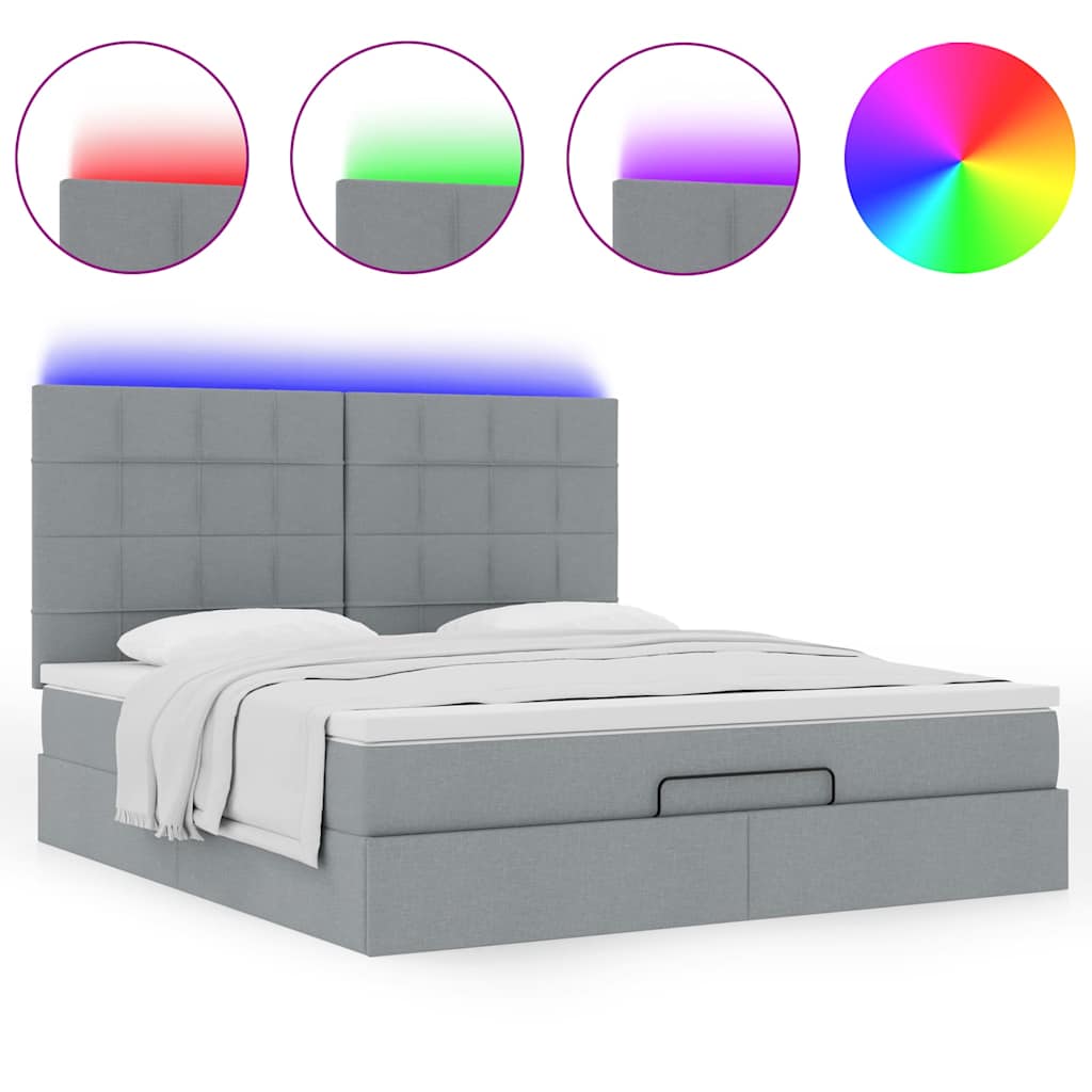 Estrutura de cama otomana com colchão 180x200 cm cinzento claro