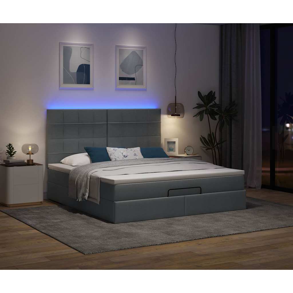 Estrutura de cama otomana com colchão 180x200cm cinzento escuro