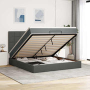 Estrutura de cama otomana com colchão 180x200cm cinzento escuro