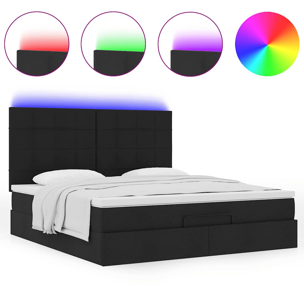 Estrutura de cama otomana com colchão 180x200 cm tecido preto