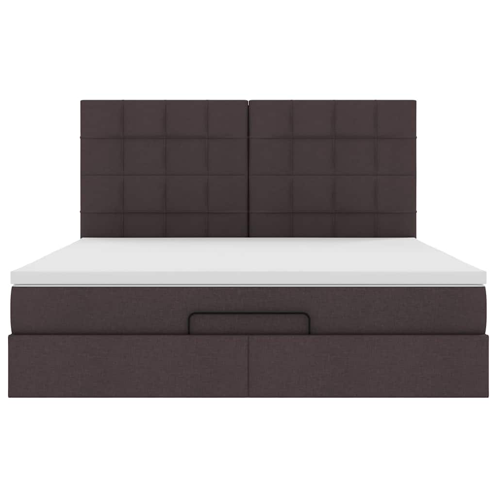 Estrutura de cama otomana com colchão 180x200cm castanho escuro