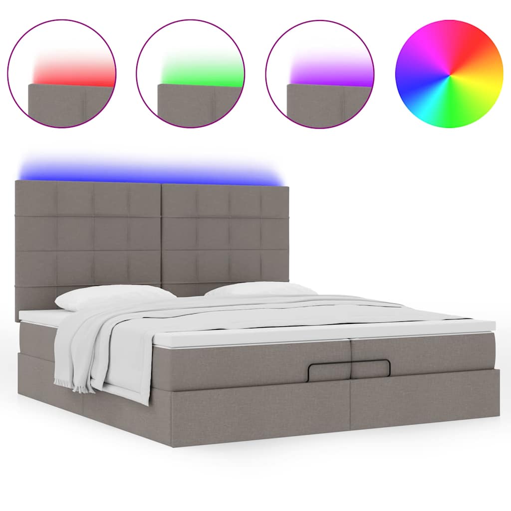 Estrutura cama otomana com colchões tecido cinzento 200x200cm
