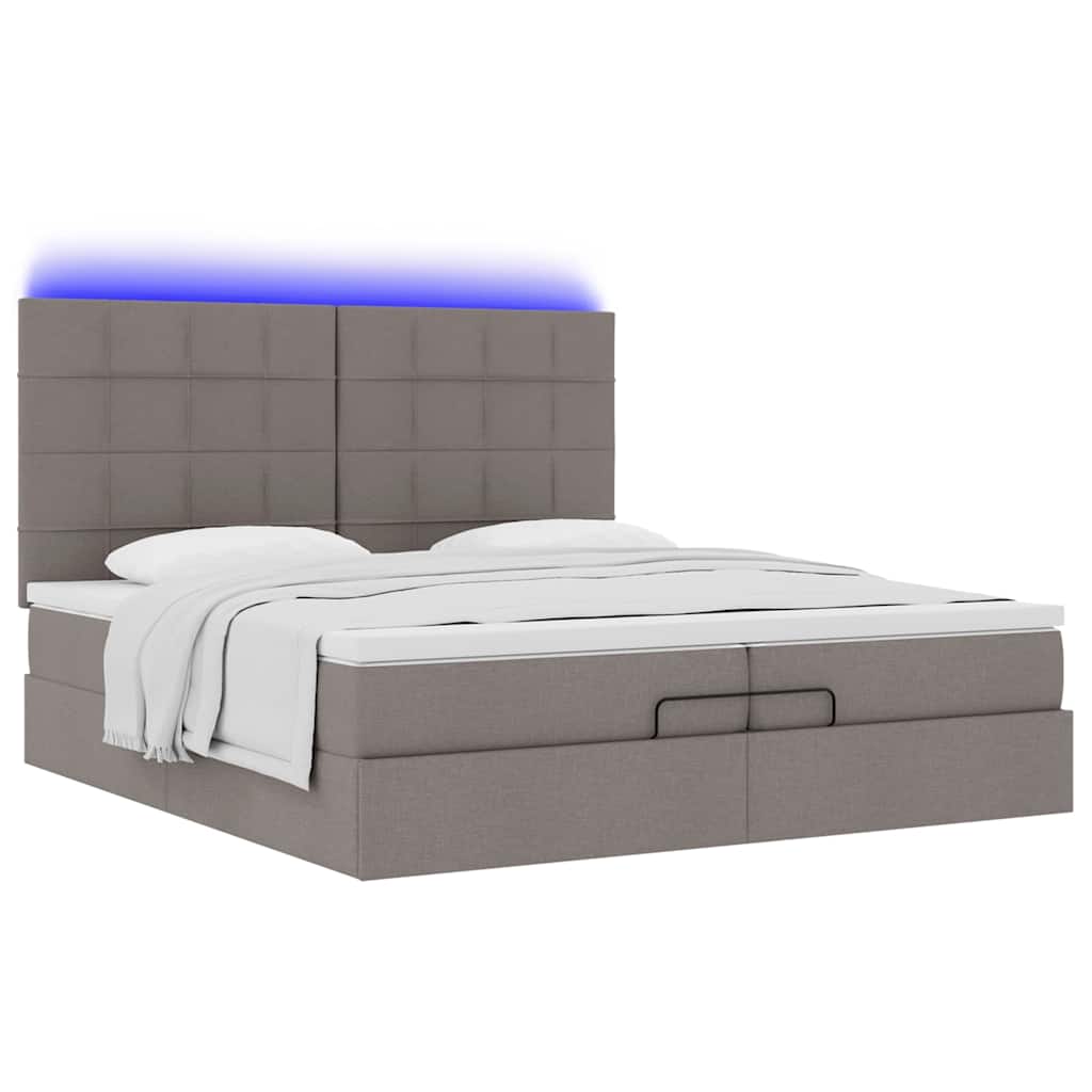 Estrutura cama otomana com colchões tecido cinzento 200x200cm