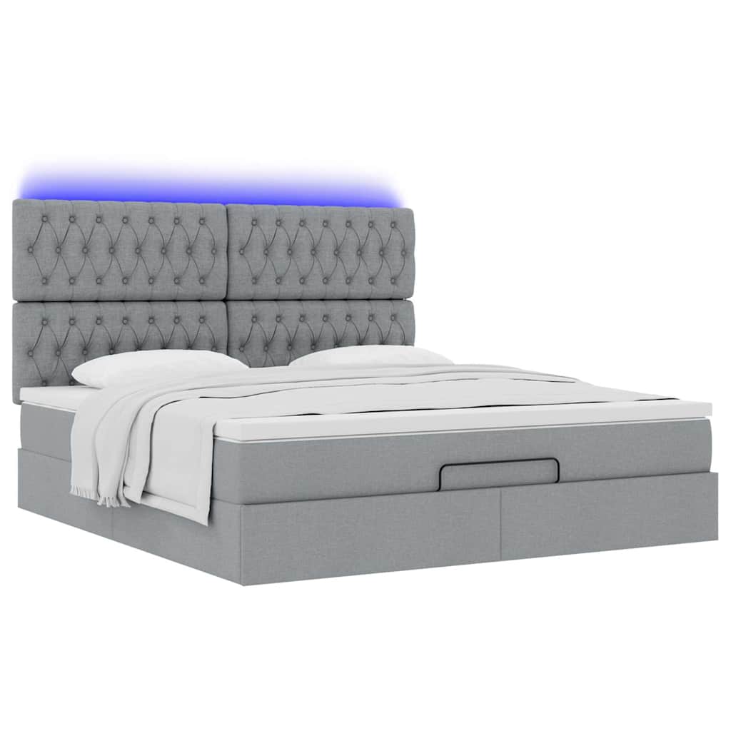 Estrutura de cama otomana com colchão 180x200 cm cinzento claro