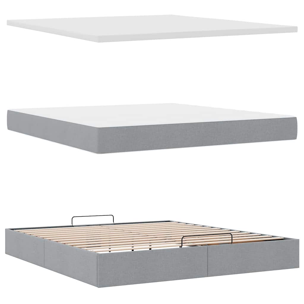 Estrutura de cama otomana com colchão 180x200 cm cinzento claro