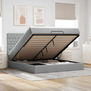 Estrutura de cama otomana com colchão 180x200 cm cinzento claro