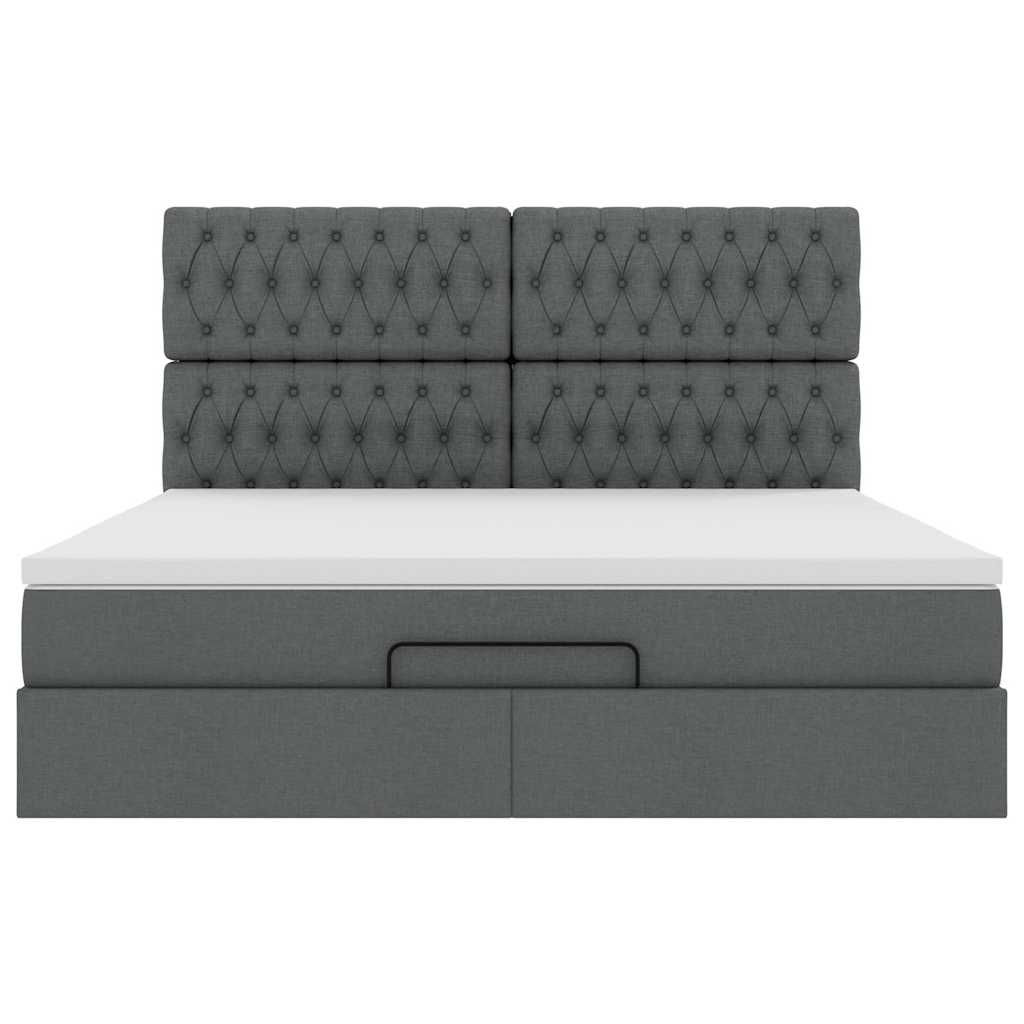 Estrutura de cama otomana com colchão 180x200cm cinzento escuro