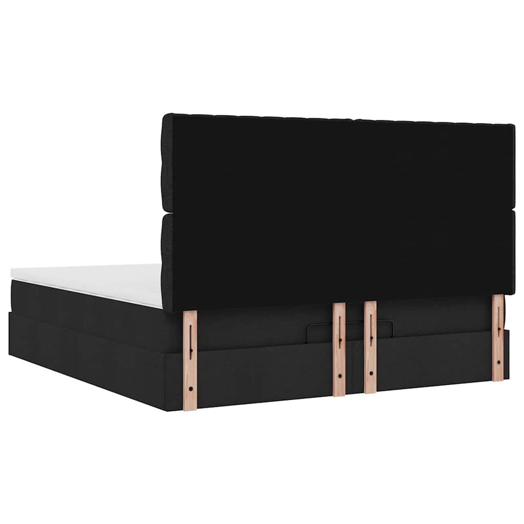 Estrutura de cama otomana com colchão 180x200 cm tecido preto